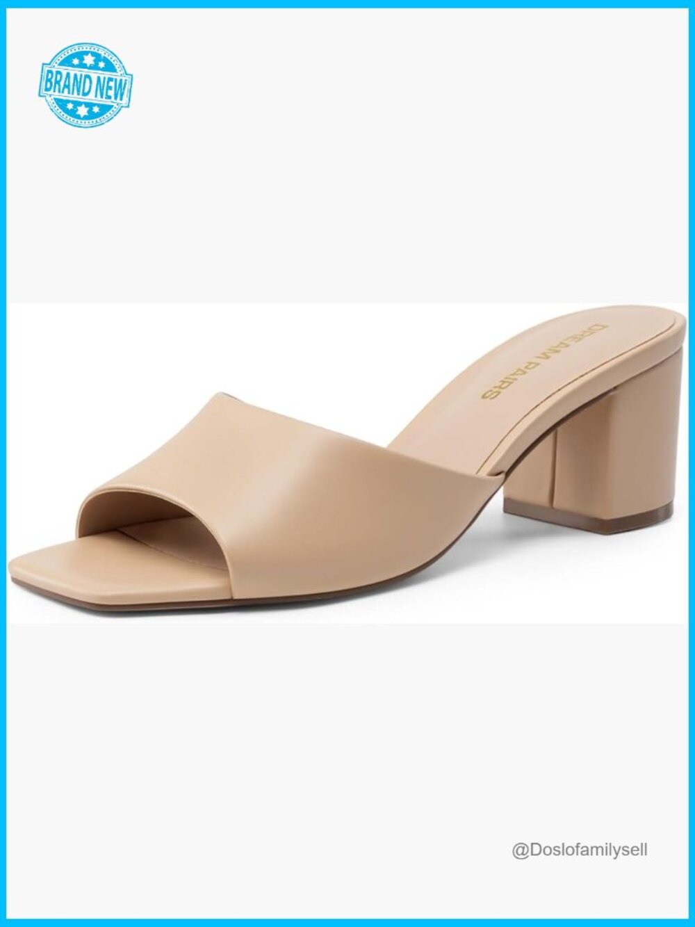 Low Heel Chunky Block Mule Slide Sandals Slip On Square Toe Casual Dress Shoes
